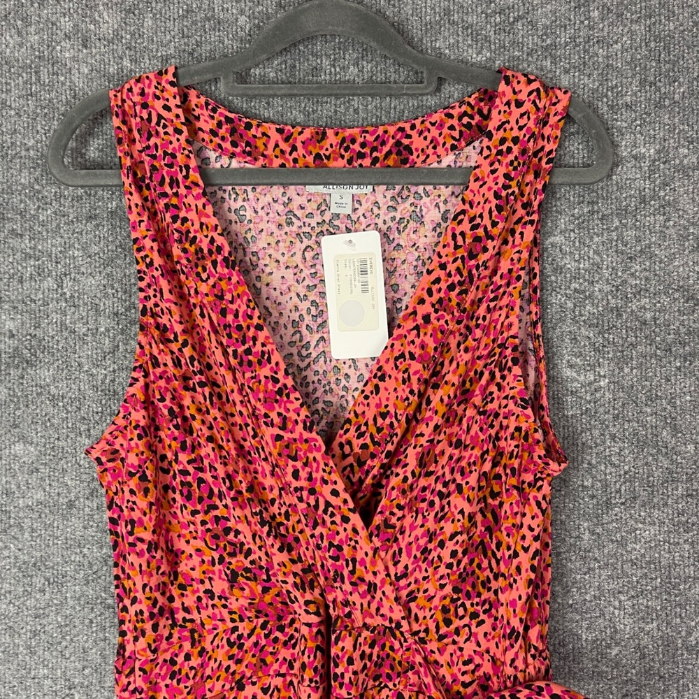 NEW Evereve Allison Joy Glenna Wrap Dress Size S Pink Animal Sleeveless Maxi - Picture 3 of 10